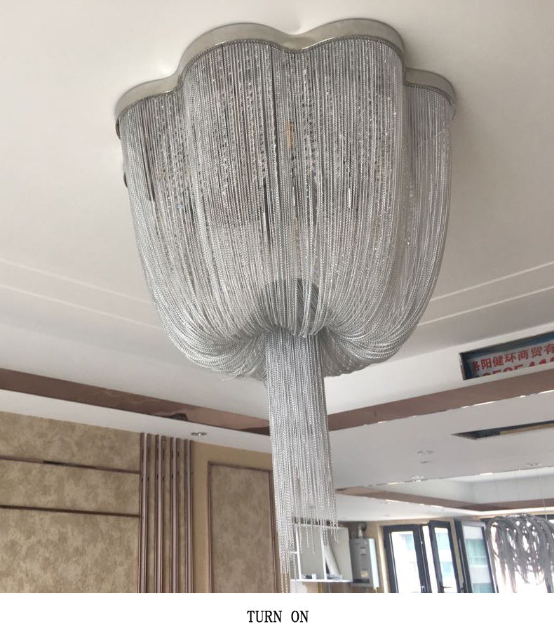 Chandelier Aluminum Tassel Ceiling Lighting Silver 6/8 Lights