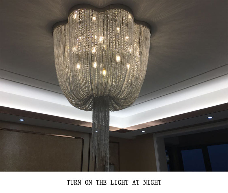 Chandelier Aluminum Tassel Ceiling Lighting Silver 6/8 Lights