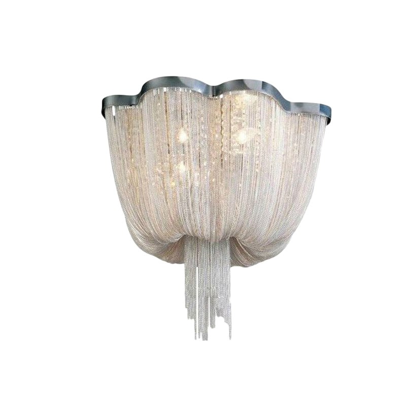 Chandelier Aluminum Tassel Ceiling Lighting Silver 6/8 Lights