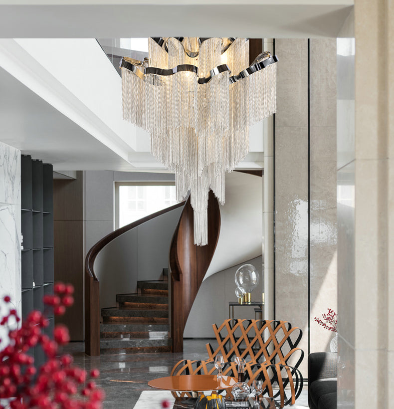 3-Layer Cascading Aluminum Tassel Chandelier