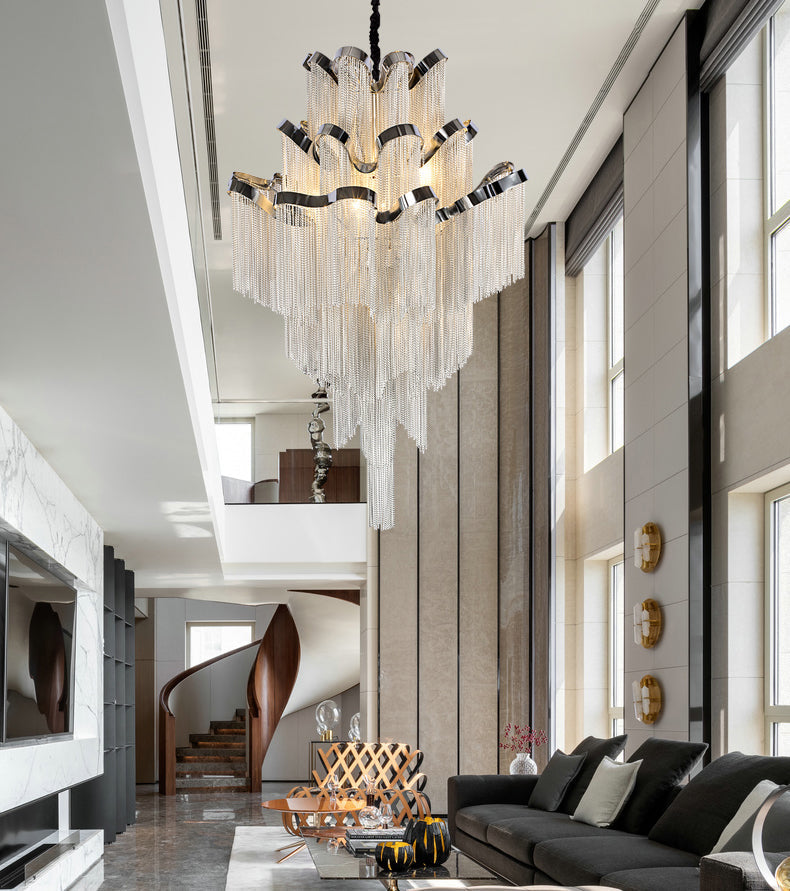 3-Layer Cascading Aluminum Tassel Chandelier