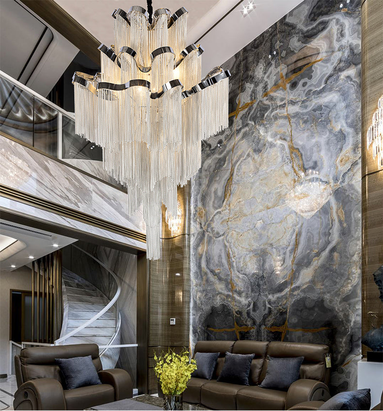 3-Layer Cascading Aluminum Tassel Chandelier