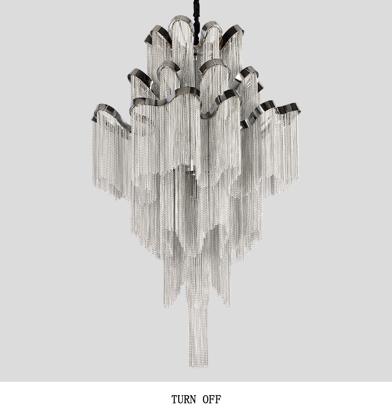 3-Layer Cascading Aluminum Tassel Chandelier