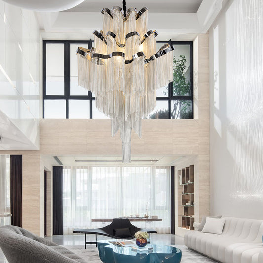 3-Layer Cascading Aluminum Tassel Chandelier