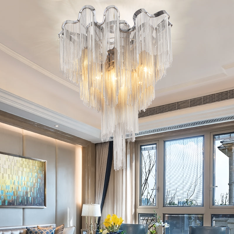 Cascading Tassel Aluminum Chain Ceiling lighting