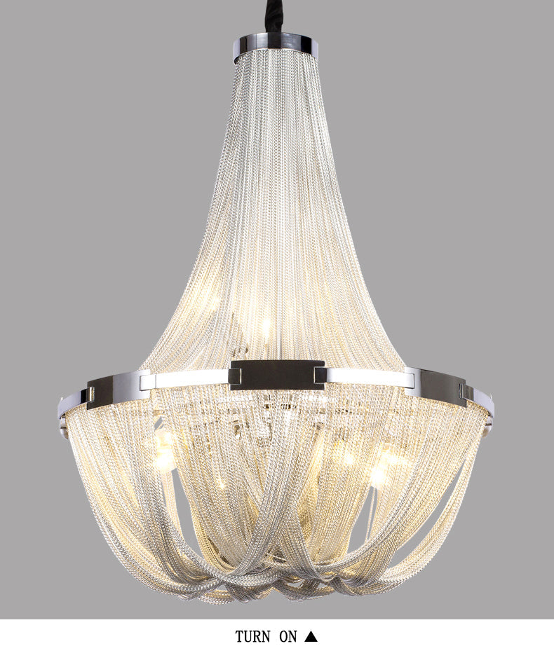 Classical Tassel Aluminum Chain Chandelier for Dining Room Silver