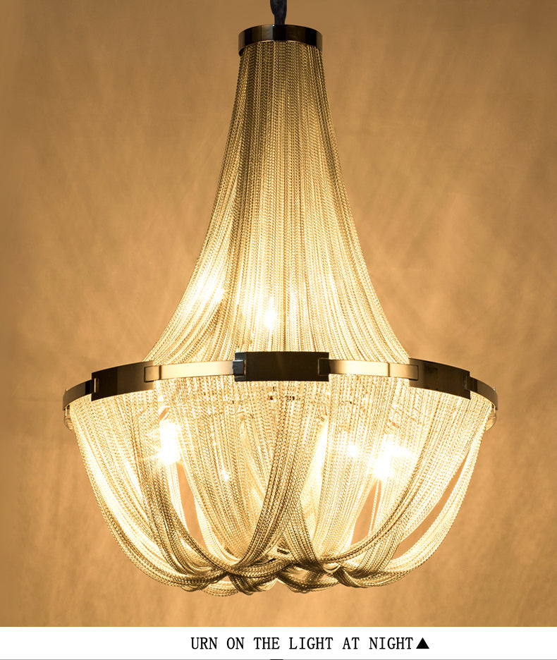 Classical Tassel Aluminum Chain Chandelier for Dining Room Silver