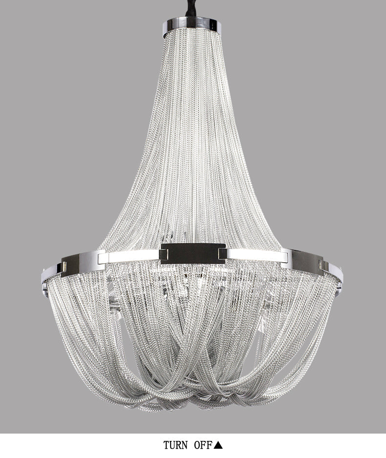 Classical Tassel Aluminum Chain Chandelier for Dining Room Silver