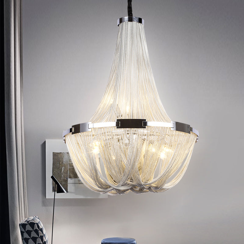 Classical Tassel Aluminum Chain Chandelier for Dining Room Silver