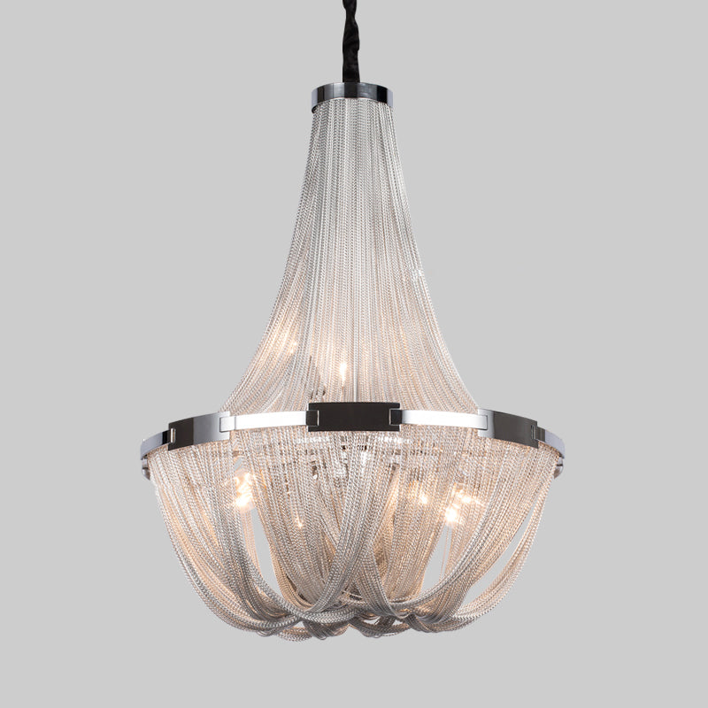 Classical Tassel Aluminum Chain Chandelier for Dining Room Silver