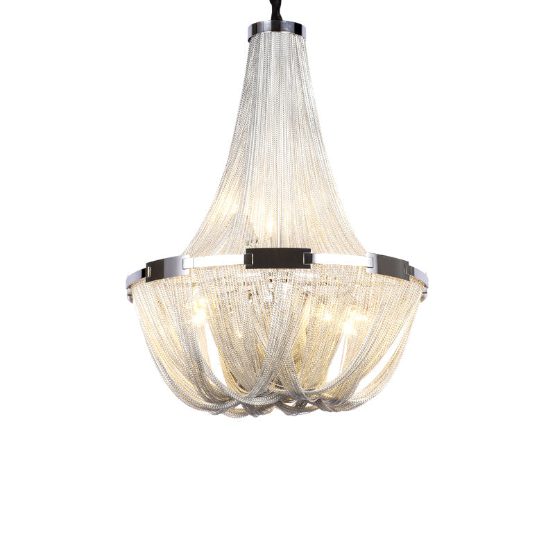 Classical Tassel Aluminum Chain Chandelier for Dining Room Silver