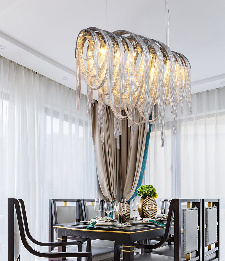 Aluminum Chain Tassel Chandelier for Dining Room