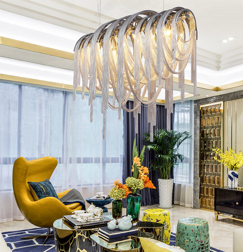 Aluminum Chain Tassel Chandelier for Dining Room