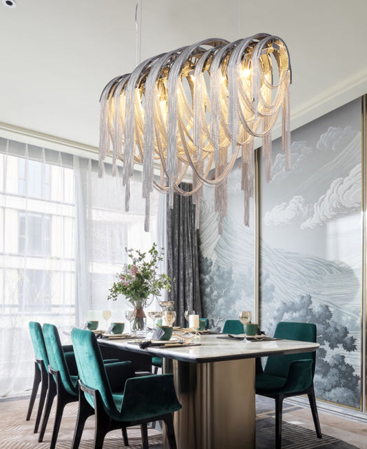 Aluminum Chain Tassel Chandelier for Dining Room