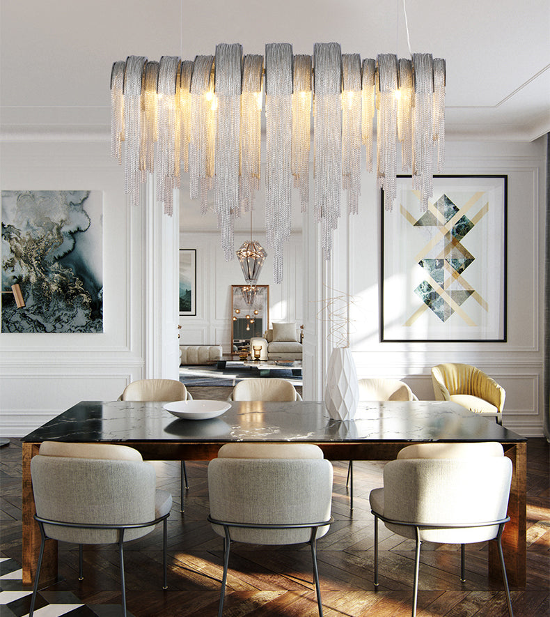 Aluminum Chain Tassel Chandelier for Dining Room