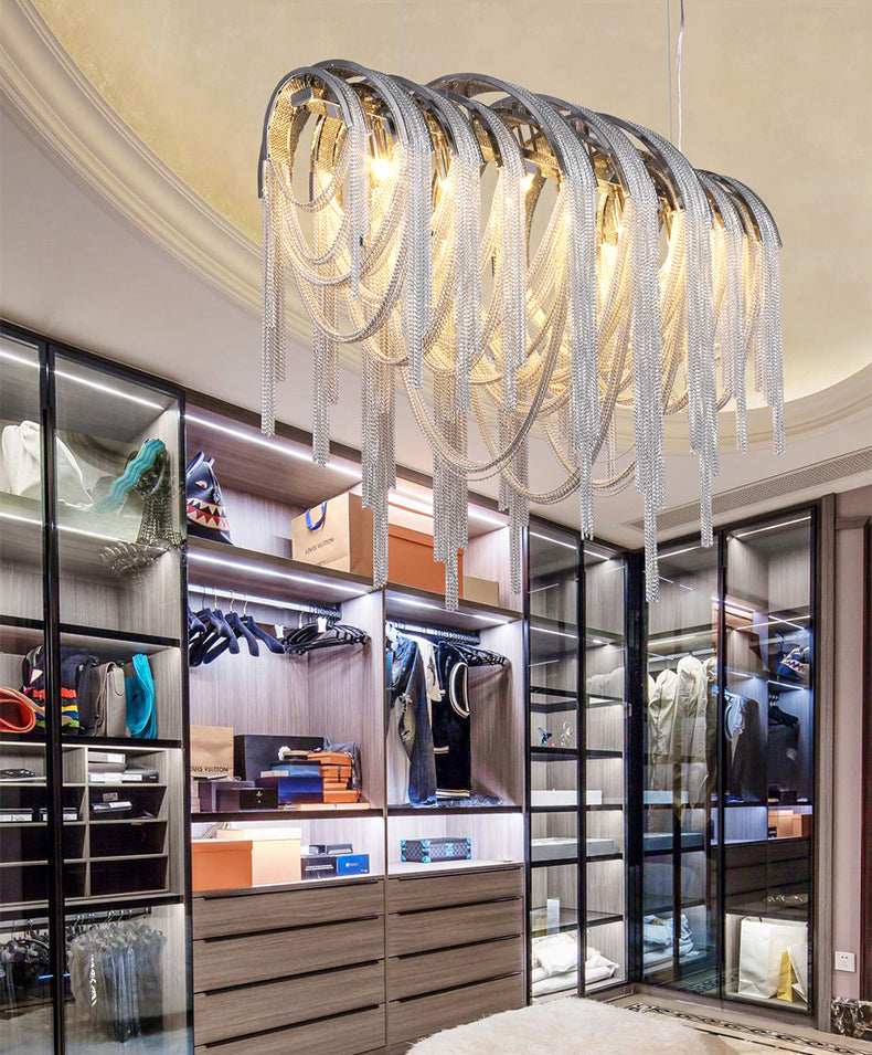 Aluminum Chain Tassel Chandelier for Dining Room