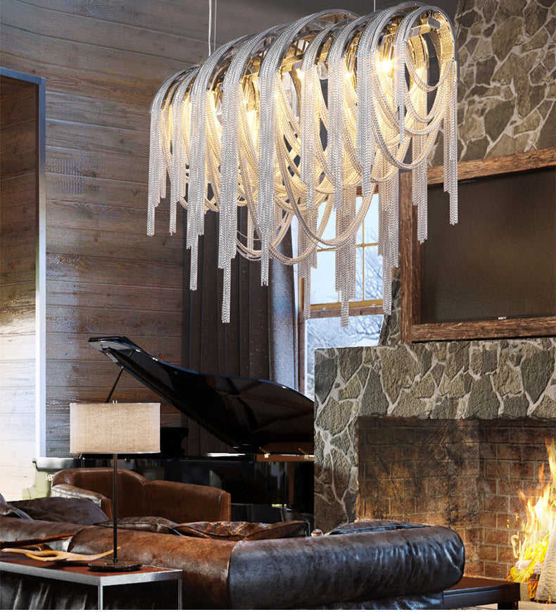 Aluminum Chain Tassel Chandelier for Dining Room