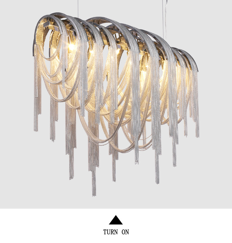 Aluminum Chain Tassel Chandelier for Dining Room
