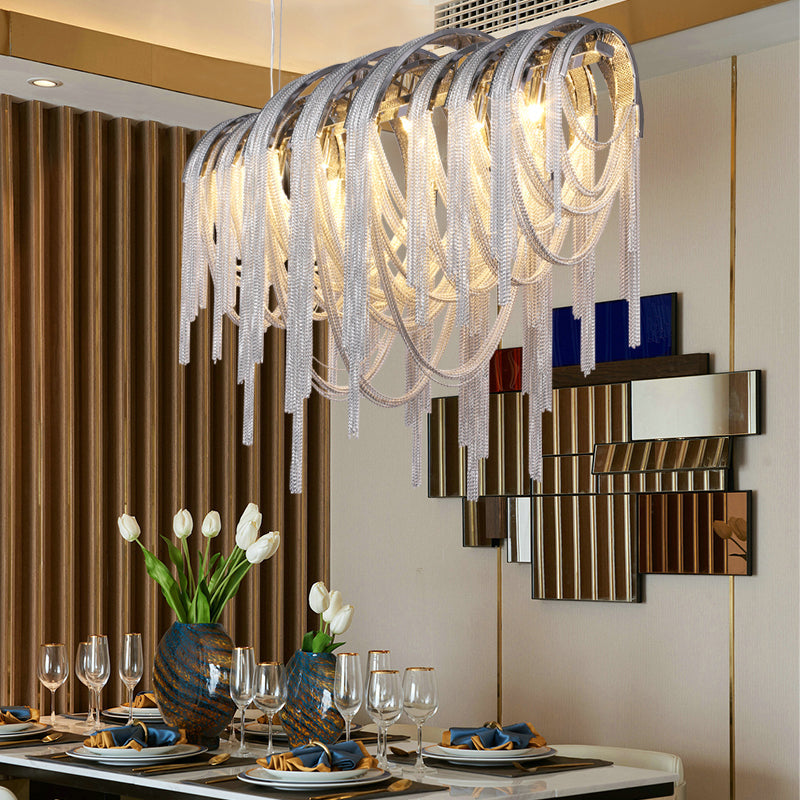 Aluminum Chain Tassel Chandelier for Dining Room