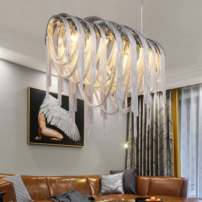 Aluminum Chain Tassel Chandelier for Dining Room