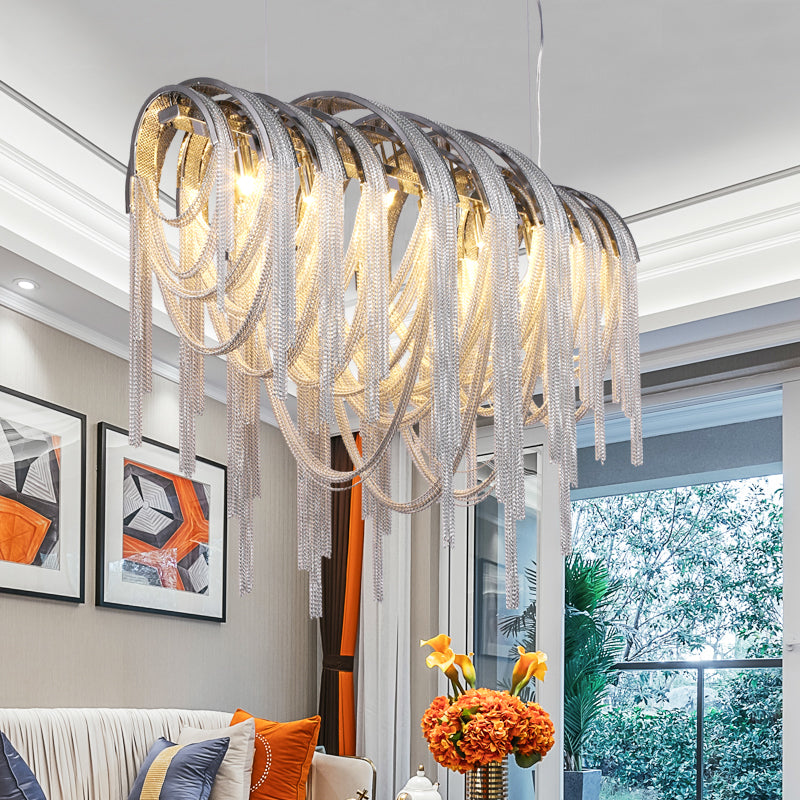Aluminum Chain Tassel Chandelier for Dining Room