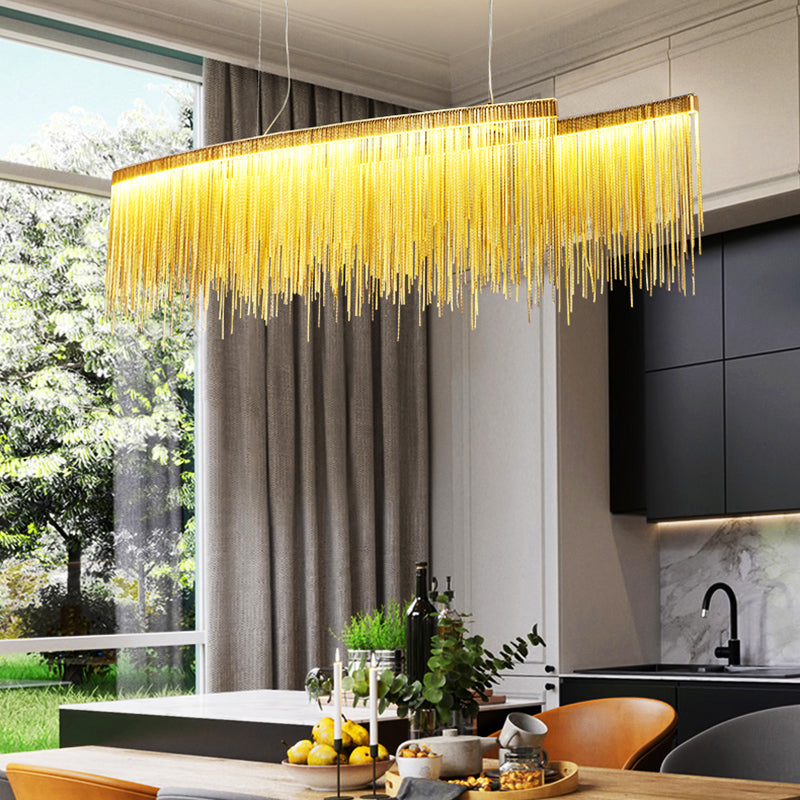 Long Aluminum Chain Tassel Chandelier