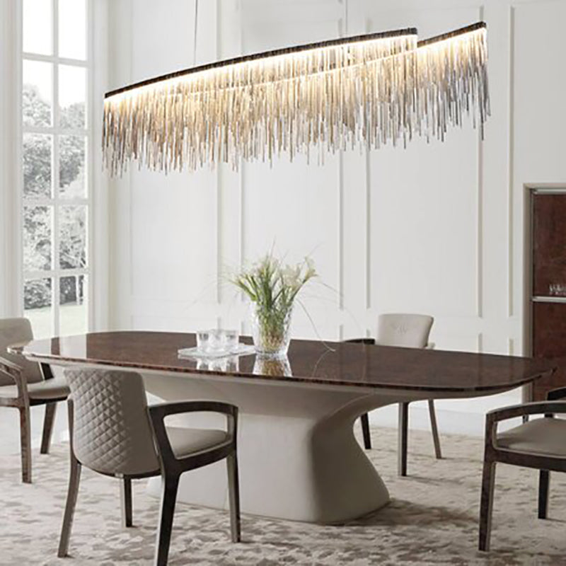 Long Aluminum Chain Tassel Chandelier