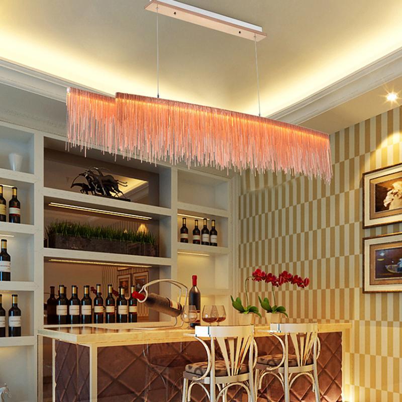 Long Aluminum Chain Tassel Chandelier