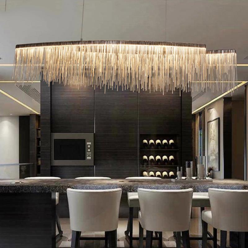 Long Aluminum Chain Tassel Chandelier