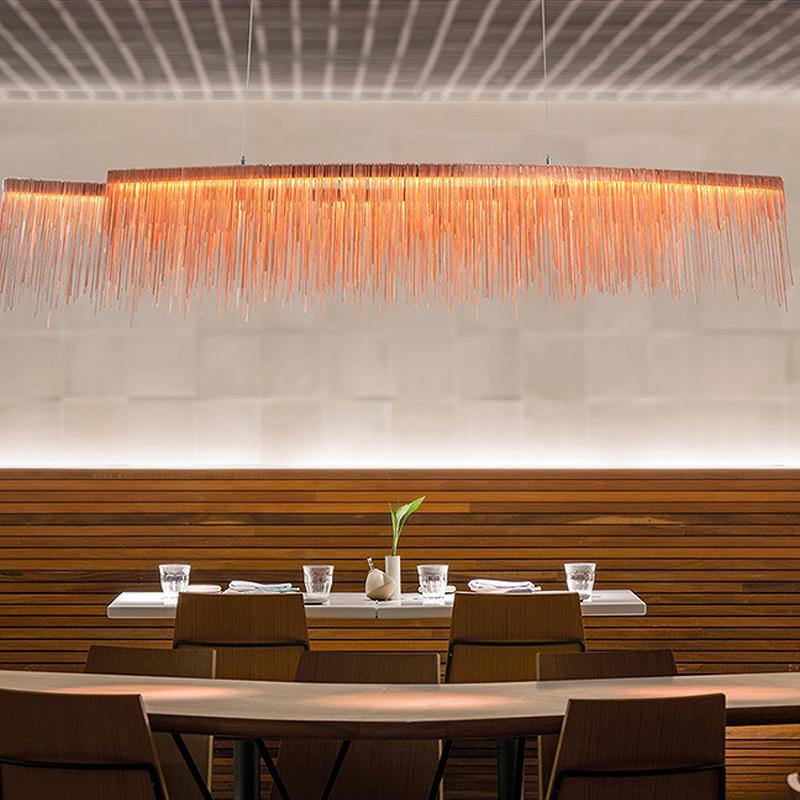 Long Aluminum Chain Tassel Chandelier