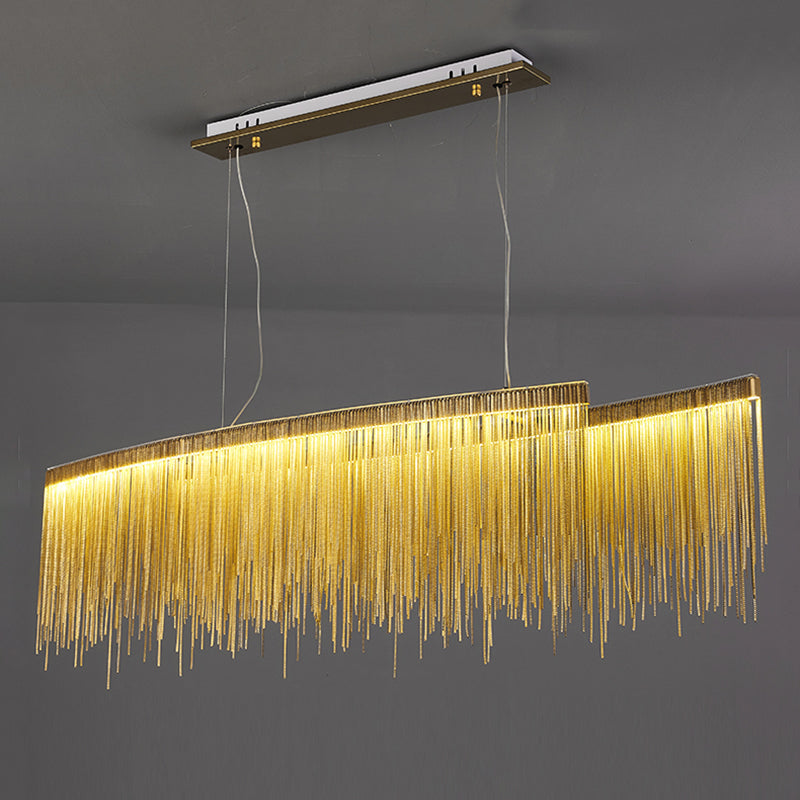 Long Aluminum Chain Tassel Chandelier