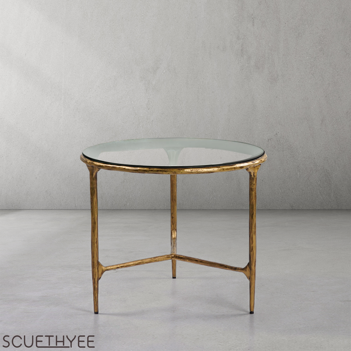 Thaddeus Glass Round Side Table 3 Table Leg 24"D