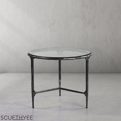 Thaddeus Glass Round Side Table 3 Table Leg 24"D