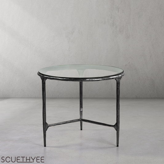 Thaddeus Glass Round Side Table 3 Table Leg 24"D