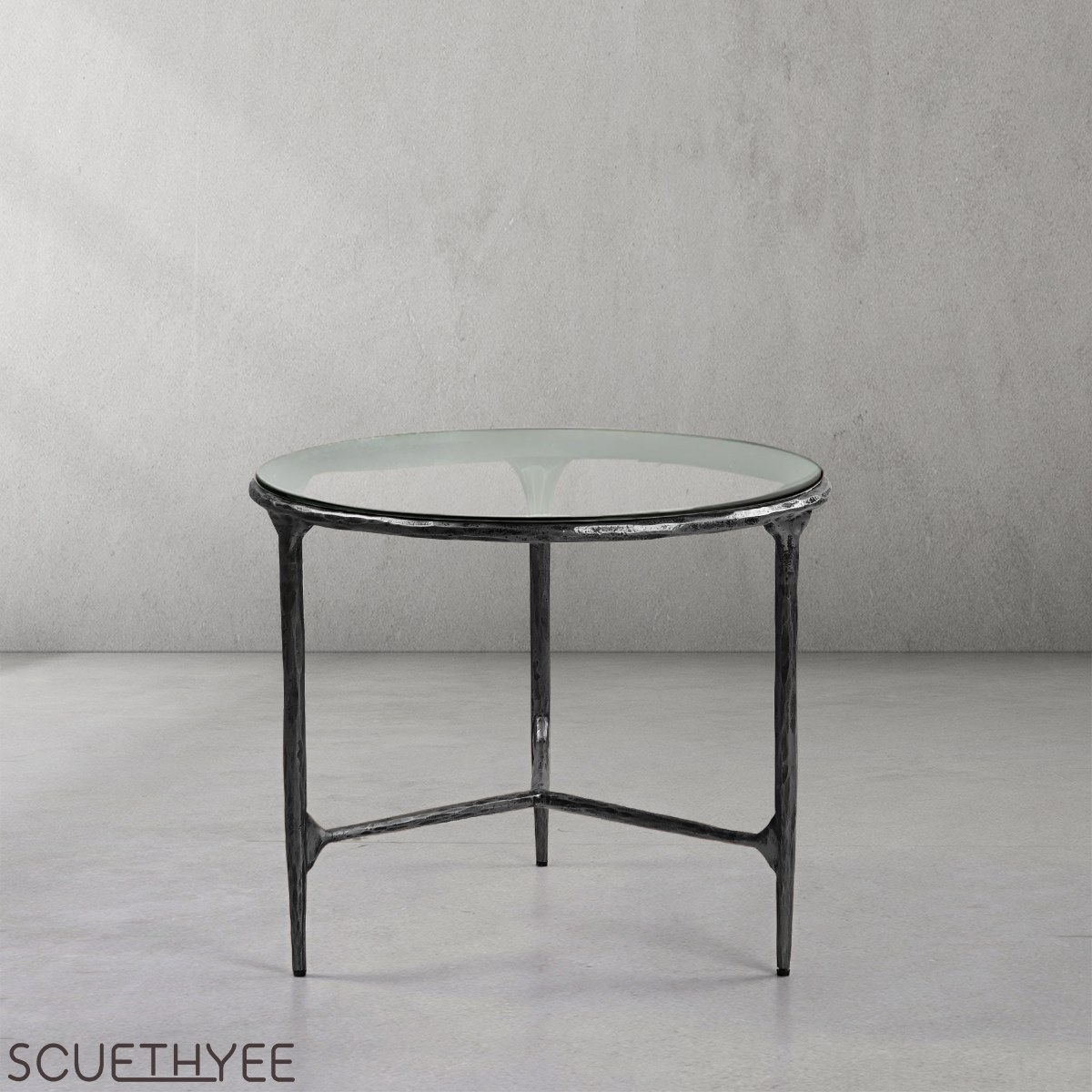 Thaddeus Glass Round Side Table 3 Table Leg 24"D