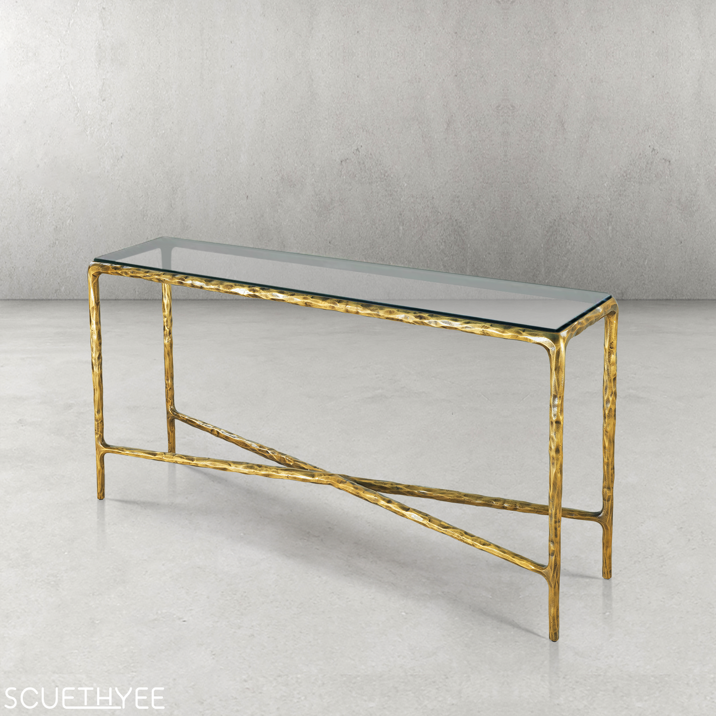 Thaddeus Rectangle Glass Console Table 60" 72"