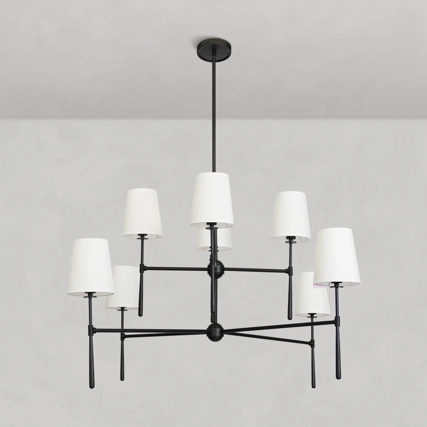 Art Fabric Lamp Shade Rhode 2-Tier Round Chandelier 48"