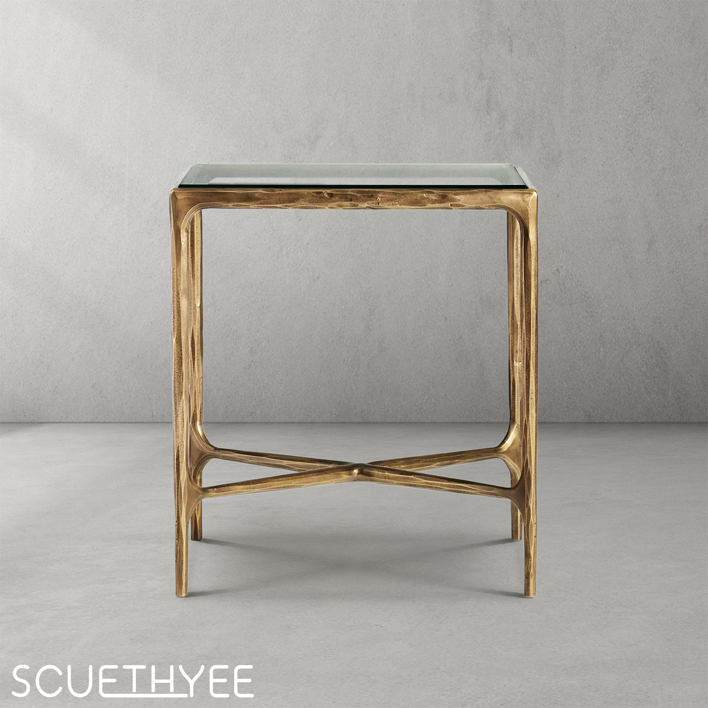 Thaddeus Glass Square Side Table 18" 22"