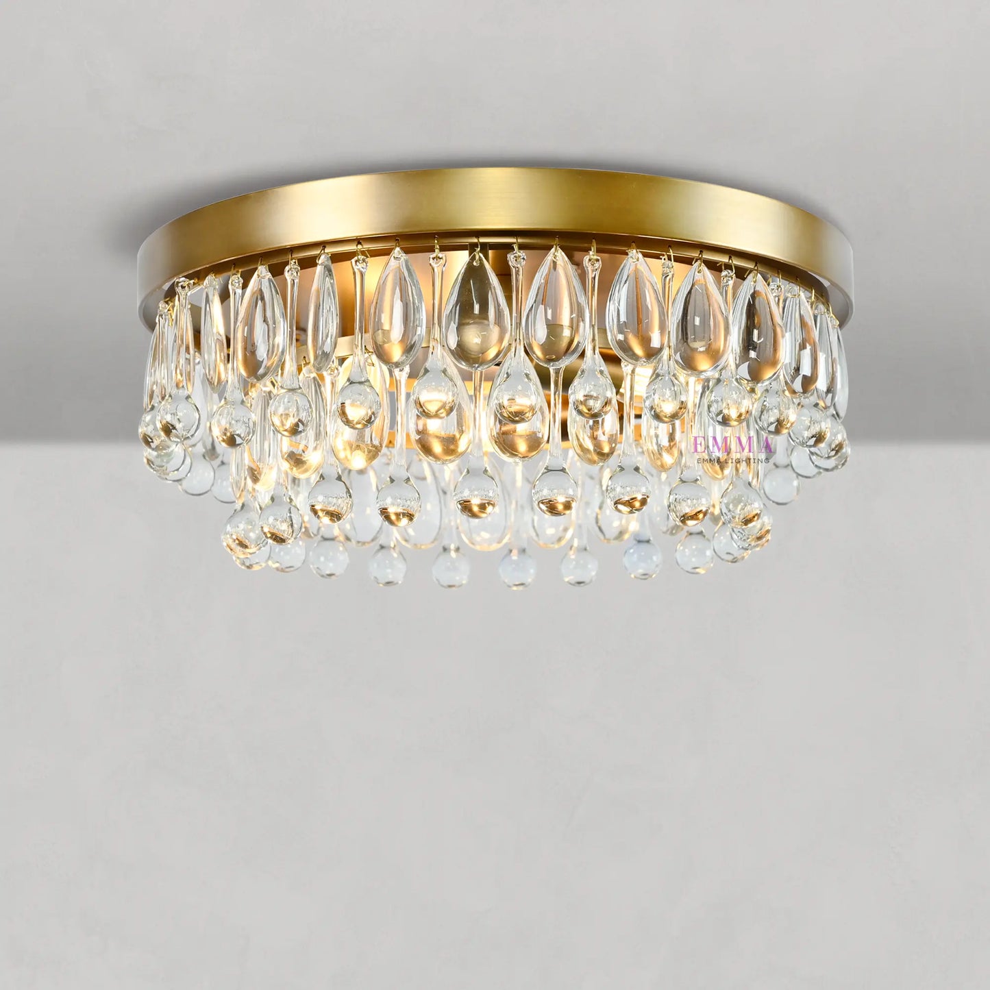 Handmade Art Crystal Glass Clarissa Modern Flush Mount