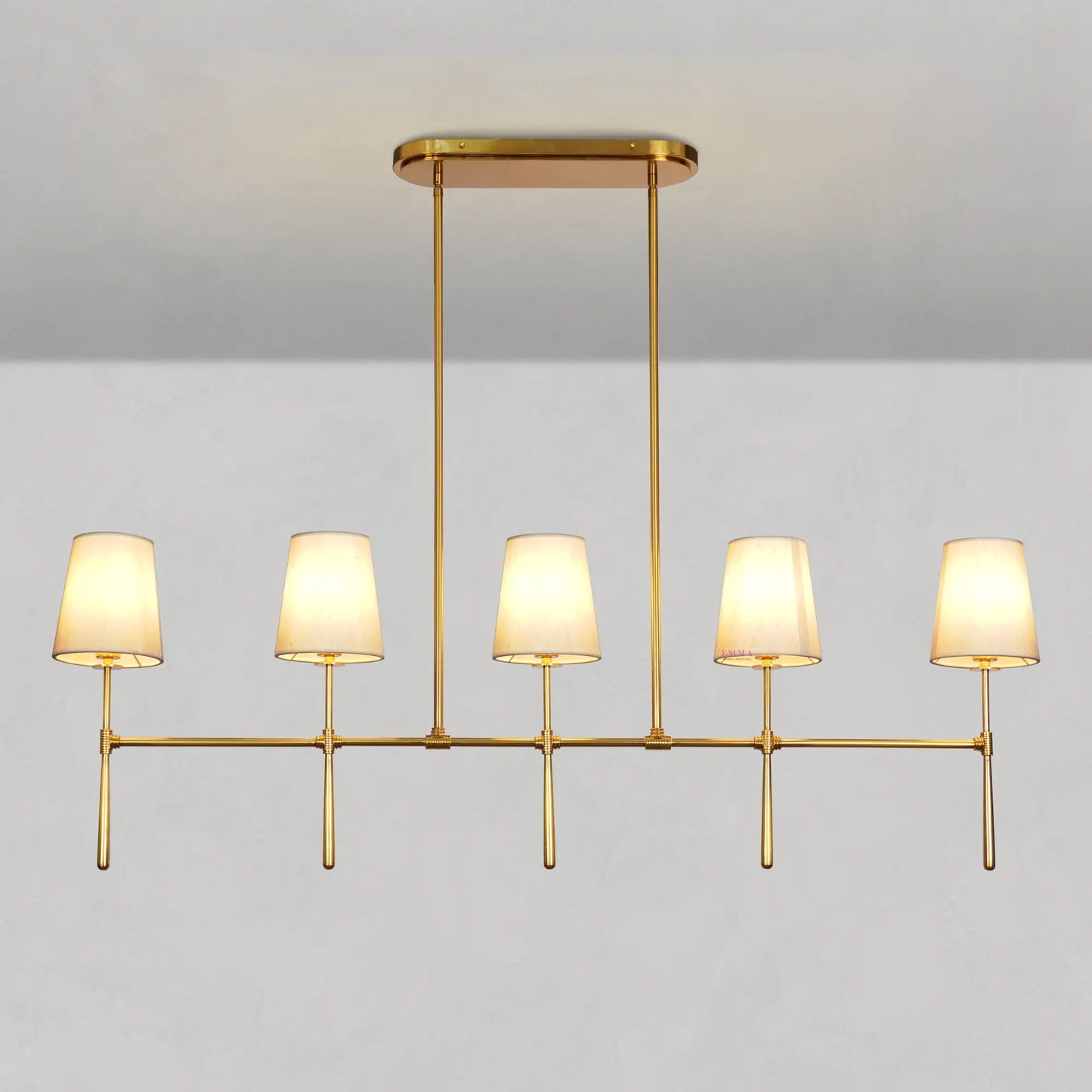 Art Fabric Lamp Shade Rhode Linear Chandelier 50" 62"