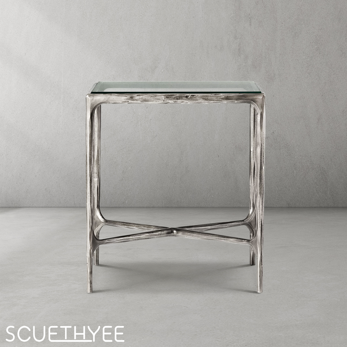 Thaddeus Glass Square Side Table 18" 22"