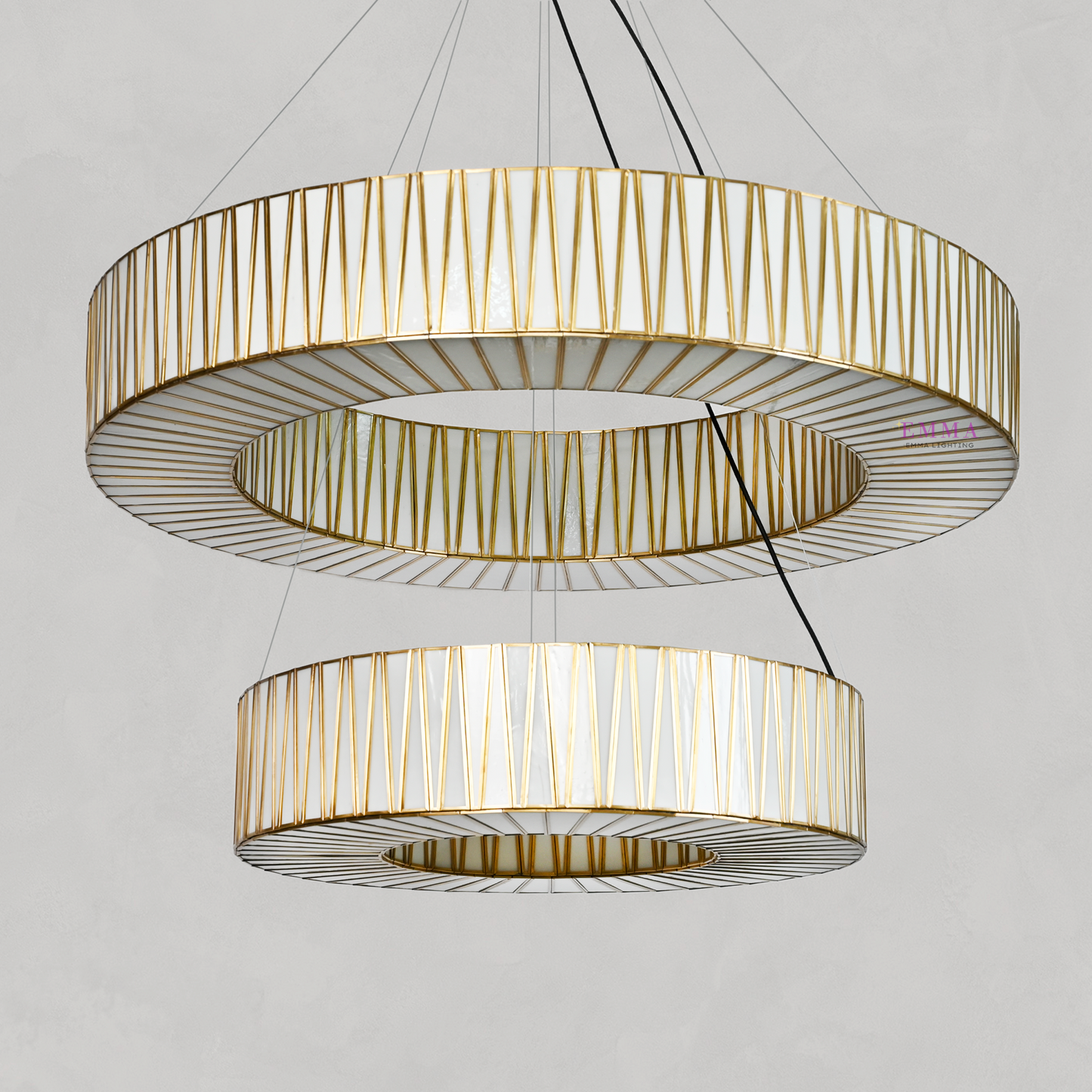 Art Glass Jeunet 2-Tier Round Chandelier