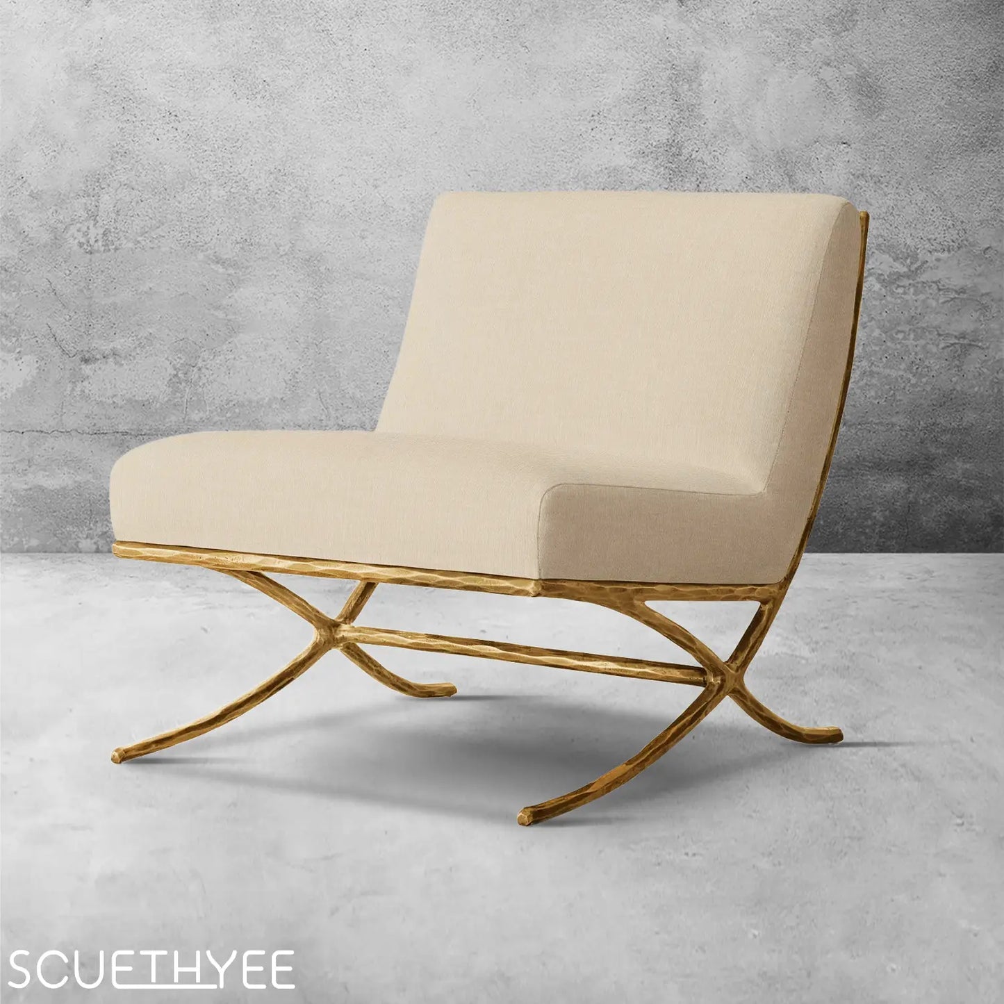 Thaddeus X-base Leather Slipper Chair