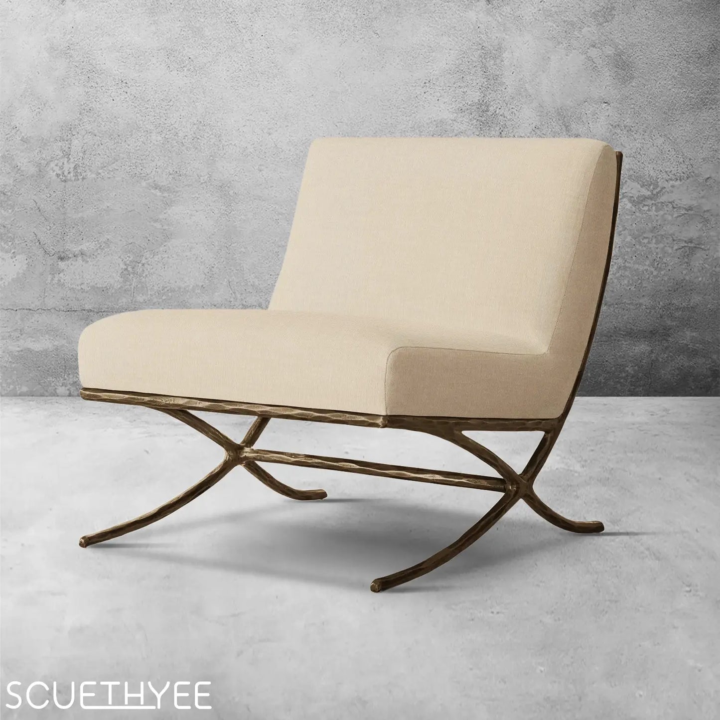 Thaddeus X-base Leather Slipper Chair