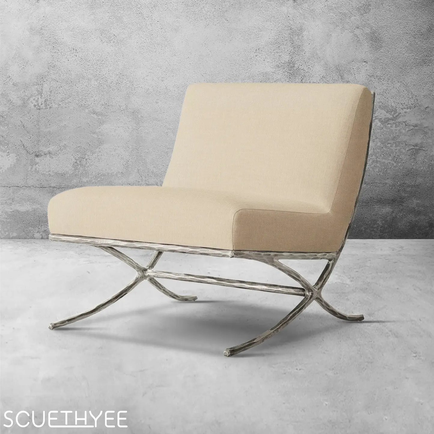 Thaddeus X-base Leather Slipper Chair