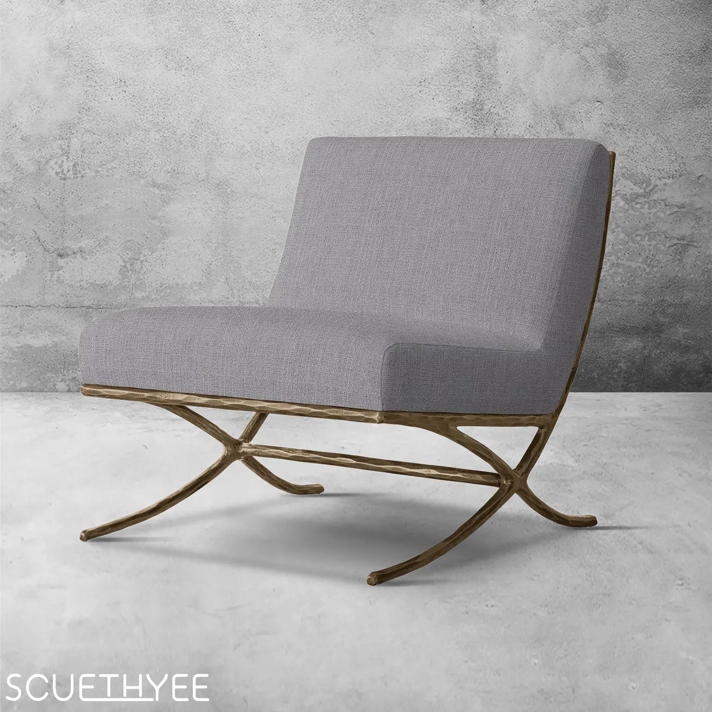 Thaddeus X-base Leather Slipper Chair