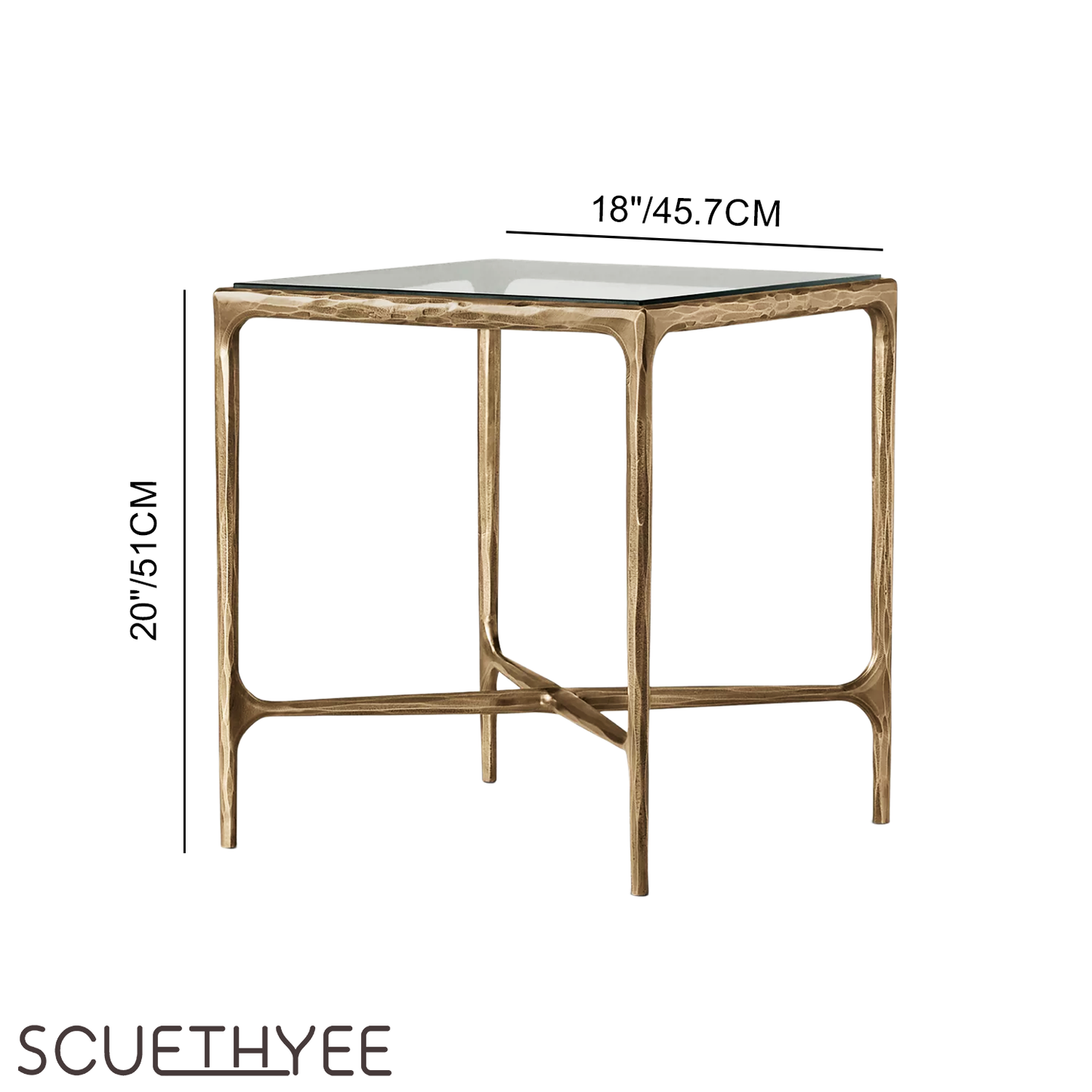 Thaddeus Glass Square Side Table 18" 22"