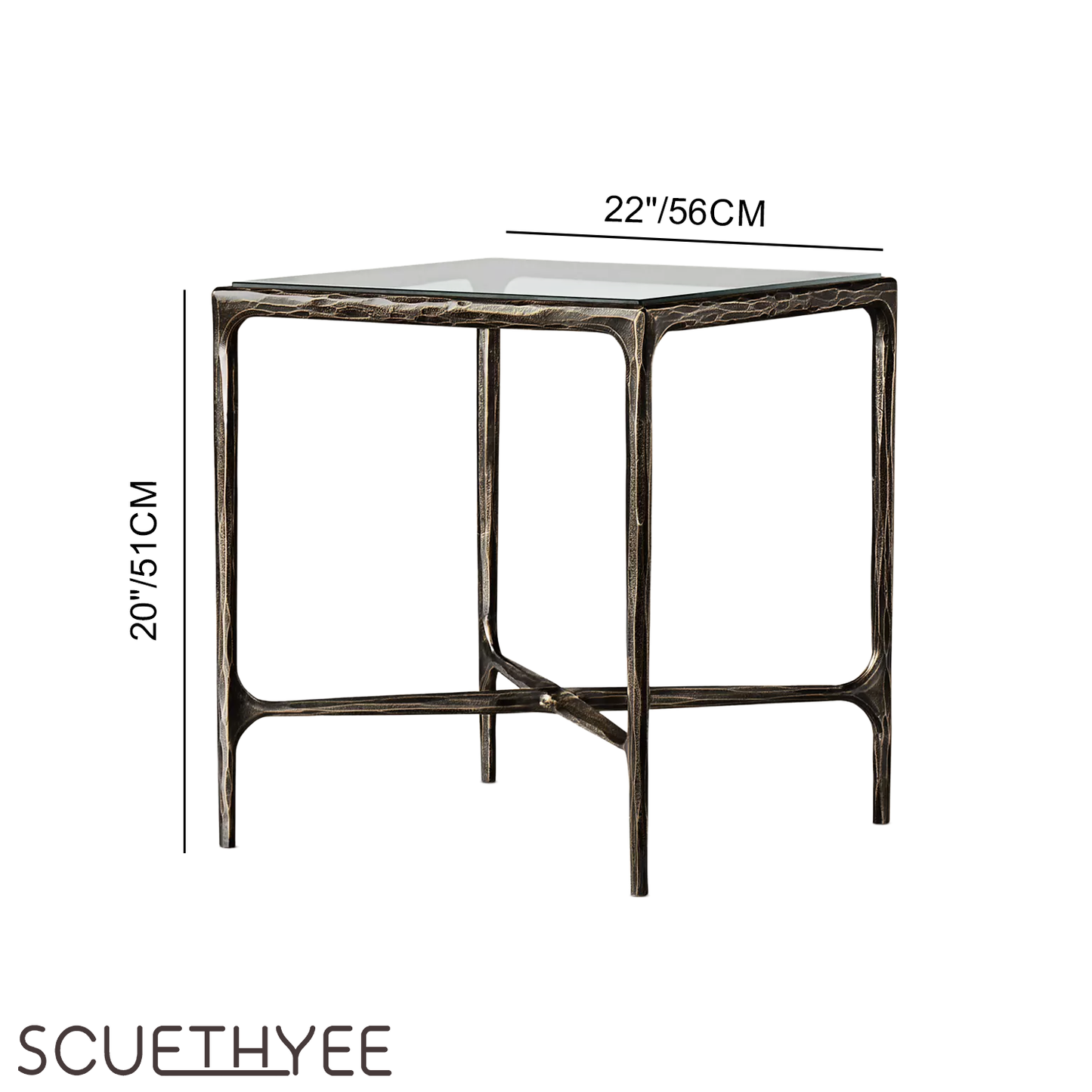 Thaddeus Glass Square Side Table 18" 22"