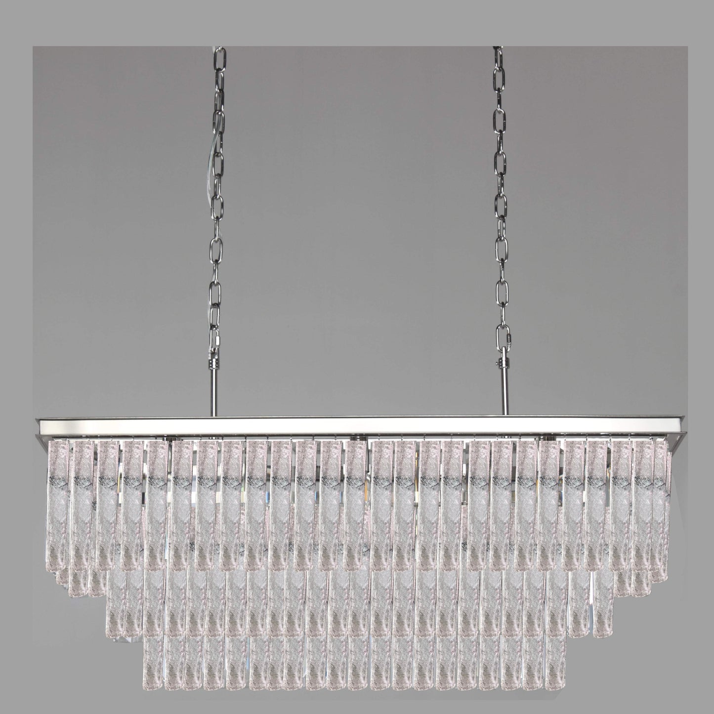 Seline 3-Tier Rectangular Cracked Textured Glass Chandelier