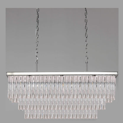 Seline 3-Tier Rectangular Cracked Textured Glass Chandelier